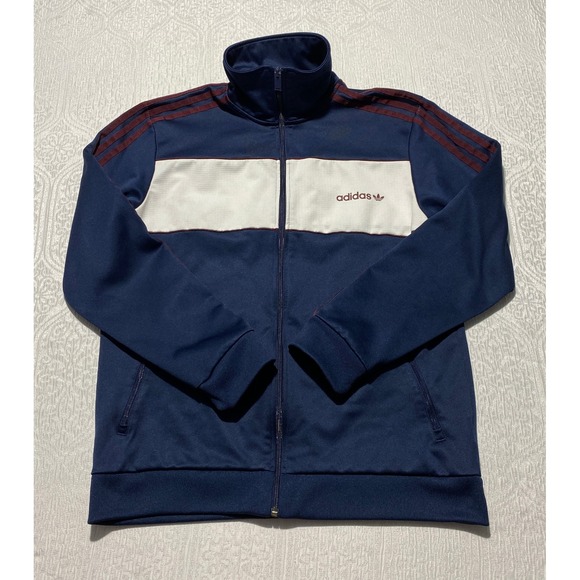 adidas Originals Other - Adidas Originals Mens Track Jacket Navy Blue White Burgundy Full Zip Large L